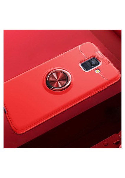 Samsung Galaxy A6 2018 Kılıf Manyetik (Metal) Yüzüklü ve Stant Olabilen Rewon Premium Silikon Kapak