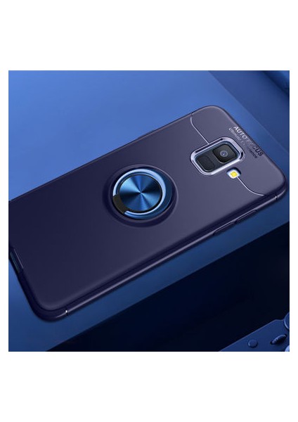 Samsung Galaxy A6 2018 Kılıf Manyetik (Metal) Yüzüklü ve Stant Olabilen Rewon Premium Silikon Kapak