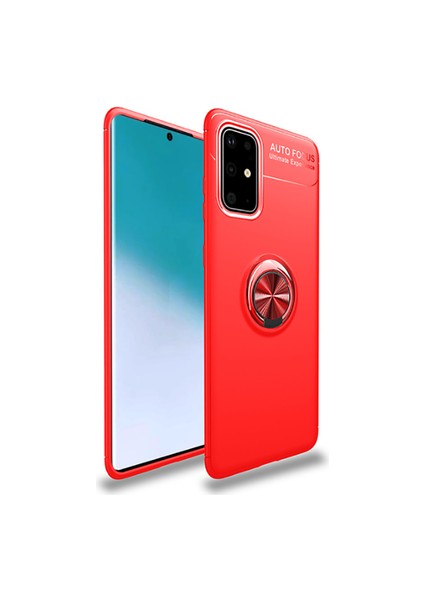 Samsung Galaxy A71 Kılıf Manyetik (Metal) Yüzüklü ve Stant Olabilen Rewon Premium Silikon Kapak
