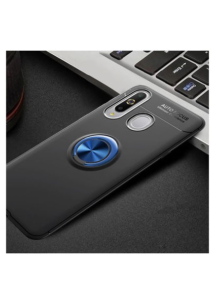 Samsung Galaxy A20S Kılıf Metal Stant Olabilen Yüzüklü Flexring Premium Silikon Kılıf