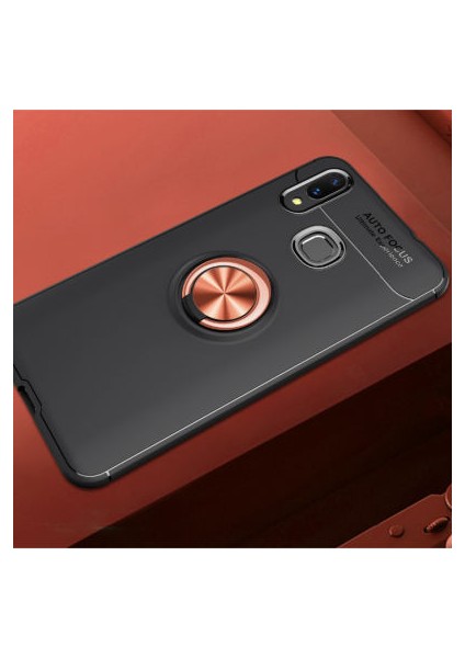 Huawei Y7 Prime 2019 Kılıf Metal Stant Olabilen Yüzüklü Flexring Premium Silikon Kılıf