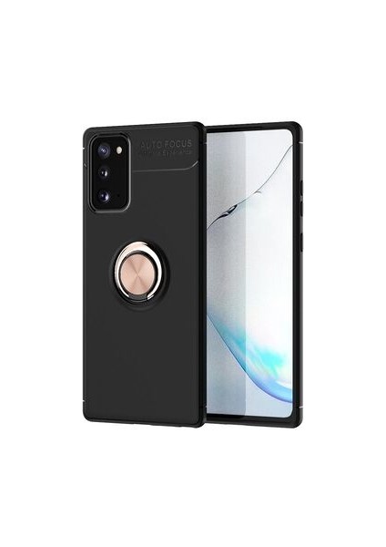 Samsung Galaxy Note 20 Kılıf Metal Stant Olabilen Yüzüklü Flexring Premium Silikon Kılıf