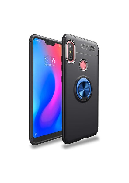 Redmi Note 6 Pro Kılıf Metal Stant Olabilen Yüzüklü Flexring Premium Silikon Kılıf