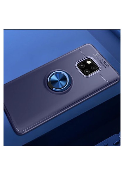 Huawei Mate 20 Pro Kılıf Manyetik (Metal) Yüzüklü ve Stant Olabilen Rewon Premium Silikon Kapak
