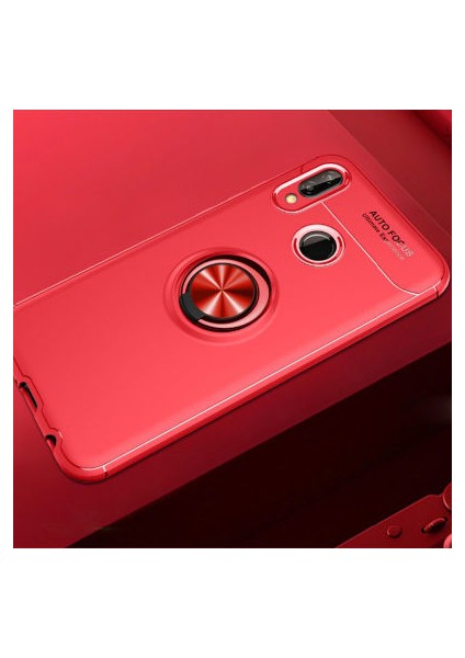 Huawei P20 Lite Kılıf Metal Stant Olabilen Yüzüklü Flexring Premium Silikon Kılıf