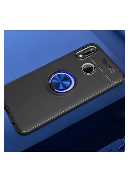 Huawei P20 Lite Kılıf Metal Stant Olabilen Yüzüklü Flexring Premium Silikon Kılıf