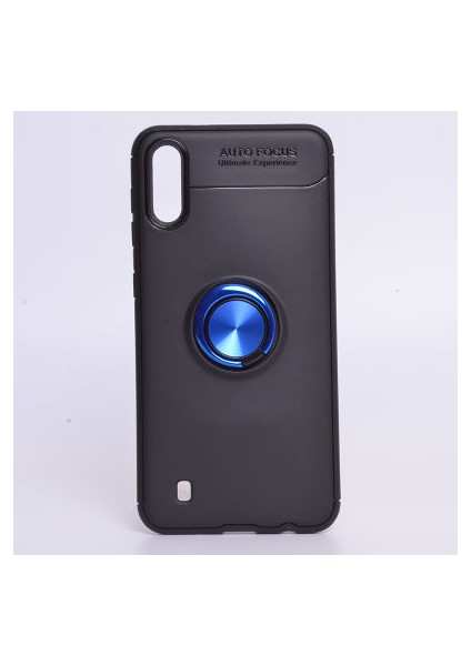 Samsung Galaxy M10 Kılıf Manyetik (Metal) Yüzüklü ve Stant Olabilen Rewon Premium Silikon Kapak