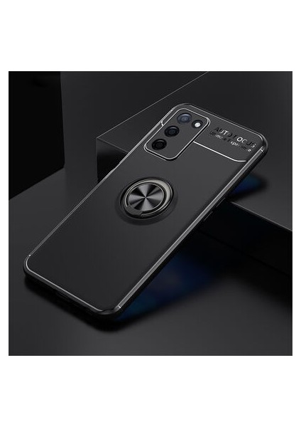 Oppo A55 5g Kılıf Metal Stant Olabilen Yüzüklü Flexring Premium Silikon Kılıf
