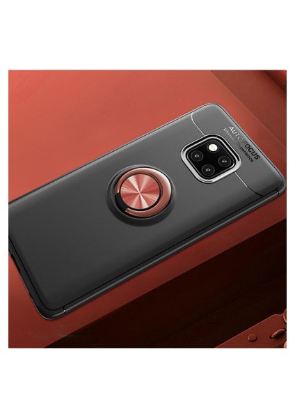 Huawei Mate 20 Pro Kılıf Manyetik (Metal) Yüzüklü ve Stant Olabilen Rewon Premium Silikon Kapak