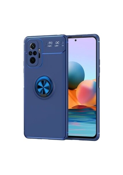 Redmi Note 10 Pro Kılıf Manyetik (Metal) Yüzüklü ve Stant Olabilen Rewon Premium Silikon Kapak