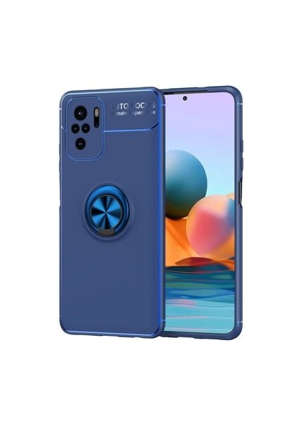Redmi Note 10 Kılıf Manyetik (Metal) Yüzüklü ve Stant Olabilen Rewon Premium Silikon Kapak