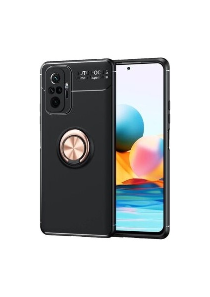 Redmi Note 10 Pro Kılıf Manyetik (Metal) Yüzüklü ve Stant Olabilen Rewon Premium Silikon Kapak