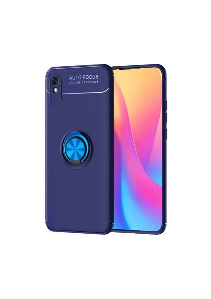 Redmi 9A Kılıf Metal Stant Olabilen Yüzüklü Flexring Premium Silikon Kılıf