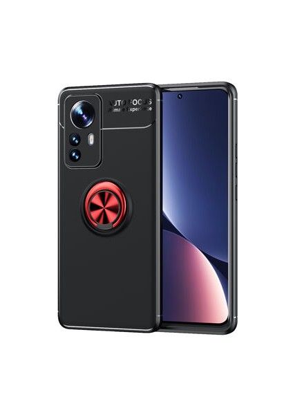 Xiaomi Mi 12 Kılıf Metal Stant Olabilen Yüzüklü Flexring Premium Silikon Kılıf