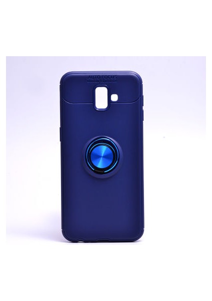 Samsung Galaxy J6 Plus Kılıf Metal Stant Olabilen Yüzüklü Flexring Premium Silikon Kılıf