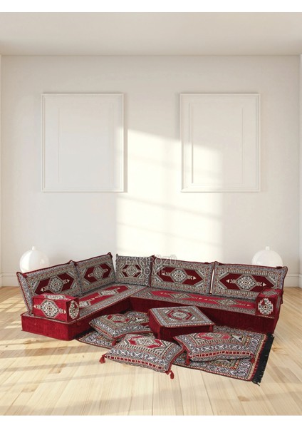 Şark Köşesi Takımı (20 cm Minder Kalınlığı) Bordo Yahyalı Modeli 14 Parça