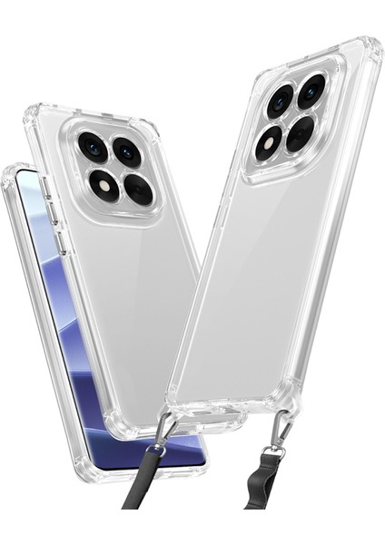 Redmi Note 14 Pro 5g Kılıf Şeffaf Boyun Askılı ve Askı Aparatlı Snap Silikon Kapak