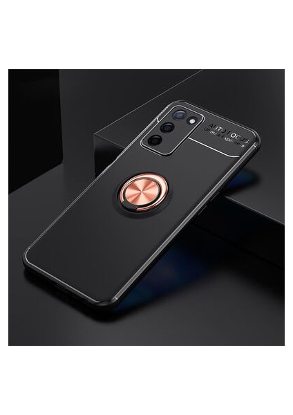 Oppo A55 5g Kılıf Metal Stant Olabilen Yüzüklü Flexring Premium Silikon Kılıf