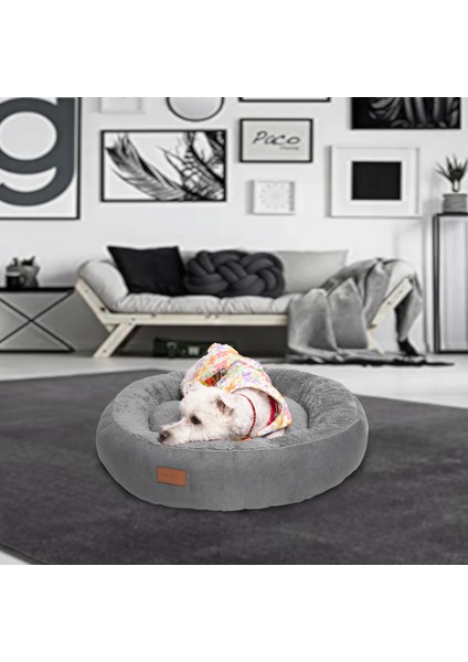 Peluş Minderli Küçük ve Orta Irk Kedi Köpek Yatağı 62X65 cm