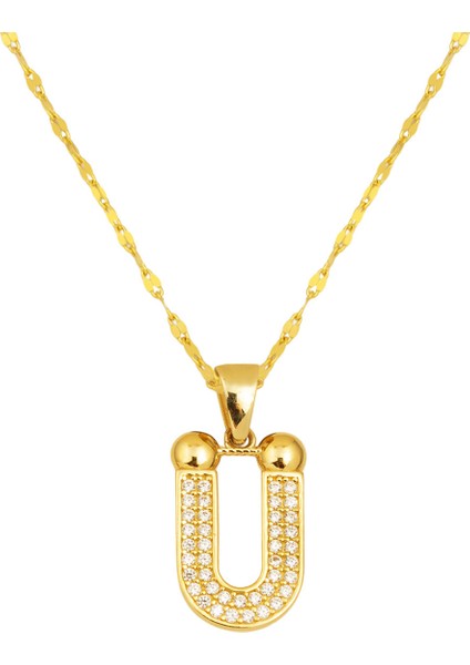 14 Ayar Altın Ü Harfi Kolye