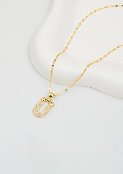 14 Ayar Altın Ü Harfi Kolye modelleri