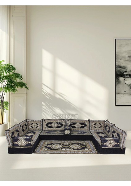 Şark Köşesi Takımı (20 cm Minder Kalınlığı) Lacivert Yahyalı Modeli 15 Parça