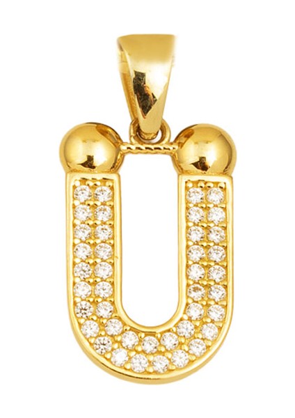14 Ayar Altın Ü Harfi Kolye Ucu