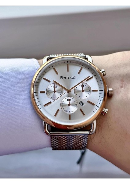 Erkek Rose Hasır Kordon Takvimli Fonksiyonlu - Ikonik Rose Altın ve Gümüş Kombinasyonu fiyatları