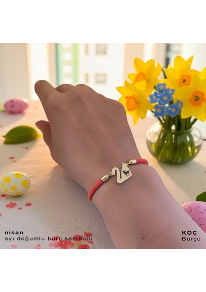 Altın Plakalı 14 Ayar Koç Burçları Için Kuğu Kuşu Figürlü Turuncu Örgülü Hediye BILEKLIK-608BURÇ