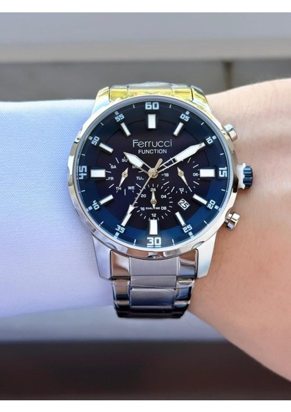 Erkek Fonksiyonları Aktif Gümüş Lacivert Renk Metal Kordon Kol Saati fiyatları