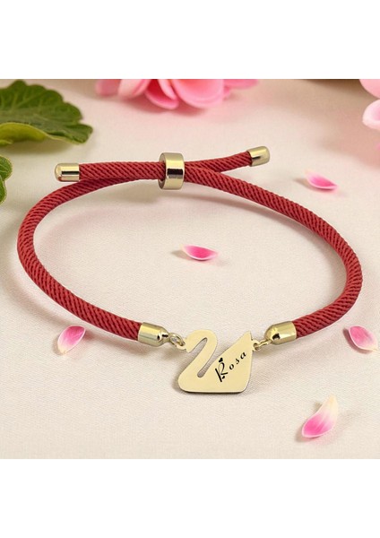 14 Ayar Plakalı Altın Rosa Ismine Özel Turuncu Örgülü Kuğu Kuşu Figürlü Hediye BILEKLIK-608ISIM fiyatları