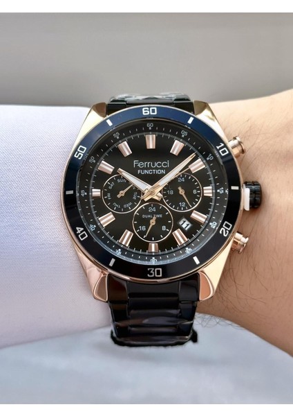Erkek Siyah Rose Fonksiyonları Aktif Takvimli Metal Kordon Kol Saati - Çift Saat Gösterge fiyatları