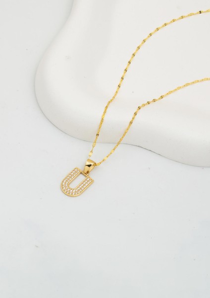 U Baş Harfi 14 Ayar Altın Kolye modelleri