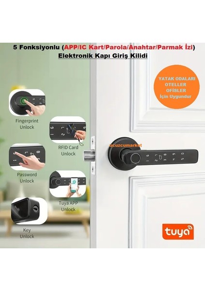 5 Fonksiyonlu (App/ıc Kart/parola/anahtar/parmak Izi) Elektronik Kapı Giriş Kilidi