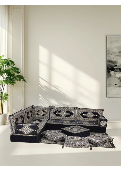 Şark Köşesi Takımı (20 cm Minder Kalınlığı) Lacivert Yahyalı Modeli 14 Parça