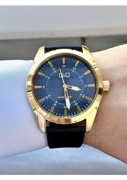 Erkek Altın Siyah Deri Kayışlı Rakamsız Detay Kadran Suya Dayanıklı Analog Saat modelleri