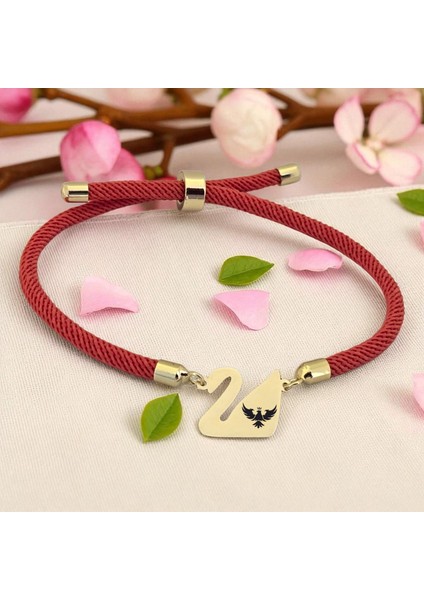 Altın Plakalı 14 Ayar Kral Kartal Temalı Turuncu Örgülü Kuğu Kuşu Figürlü Hediye BILEKLIK-608SEMBOL fiyatları