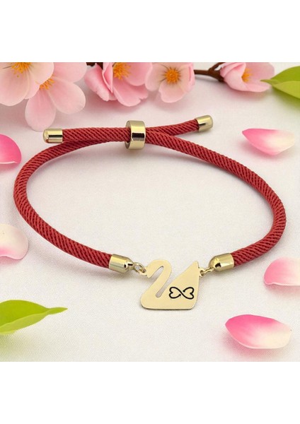 14 Ayar Plakalı Altın Sonsuzluk Temalı Turuncu Örgülü Kuğu Kuşu Figürlü Hediye BILEKLIK-608SEMBOL fiyatları