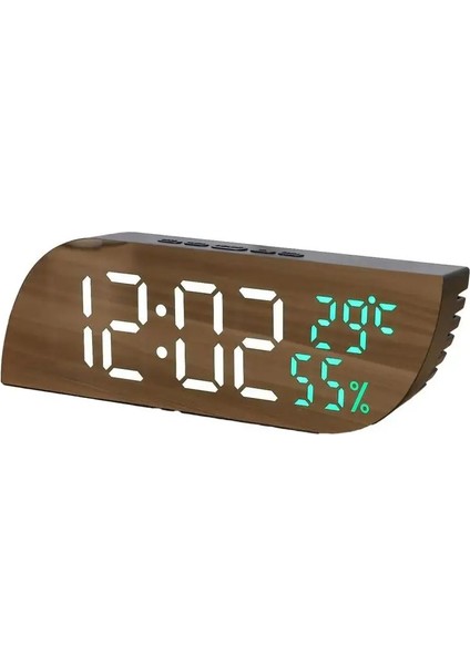 Modern Ayna Ekranlı Dijital Masa Saati | Alarm, Termometre, Nem Ölçer, Otomatik Parlaklık Ayarı | USB Veya Pil ile Çalışma Özelliği, Şık Tasarım, Beyaz Işık