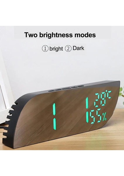 Modern Ayna Ekranlı Dijital Masa Saati | Alarm, Termometre, Nem Ölçer, Otomatik Parlaklık Ayarı | USB Veya Pil ile Çalışma Özelliği, Şık Tasarım, Beyaz Işık fiyatları