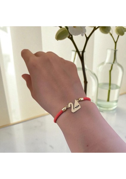 14 Ayar Altın Plakalı Bal Maske Temalı Turuncu Örgülü Kuğu Kuşu Figürlü Hediye BILEKLIK-608SEMBOL