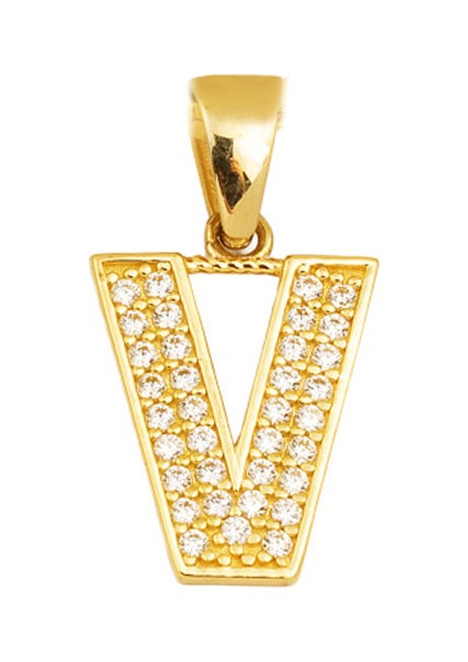 V Harfi 14 Ayar Altın Kolye Ucu