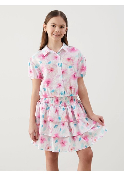 Lcw Kids Pembe Beli Lastikli Çiçekli Kız Çocuk Etek fiyatları