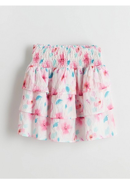 Lcw Kids Pembe Beli Lastikli Çiçekli Kız Çocuk Etek modelleri