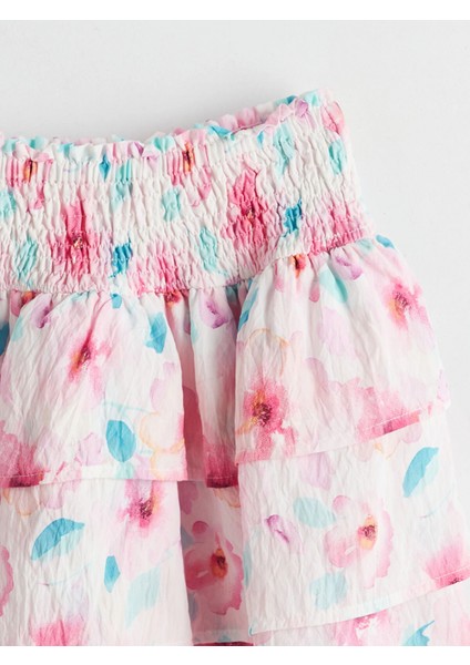 Lcw Kids Pembe Beli Lastikli Çiçekli Kız Çocuk Etek fırsatları