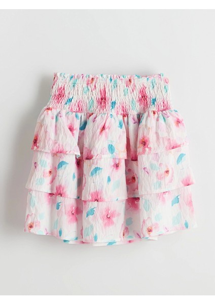 Lcw Kids Pembe Beli Lastikli Çiçekli Kız Çocuk Etek indirimleri