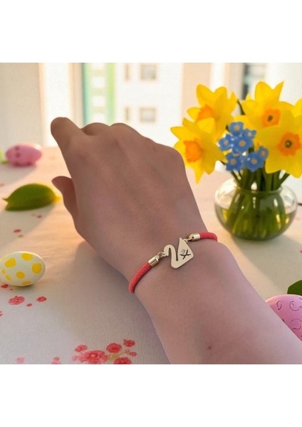 14 Ayar Altın Plakalı Hz Ali Temalı Turuncu Örgülü Kuğu Kuşu Figürlü Hediye BILEKLIK-608SEMBOL