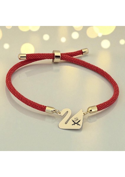 14 Ayar Altın Plakalı Hz Ali Temalı Turuncu Örgülü Kuğu Kuşu Figürlü Hediye BILEKLIK-608SEMBOL fiyatları