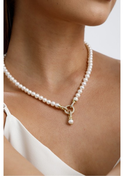 925 Ayar Gümüş 8 mm Halka Kilitli Doğal Inci Kolye Bileklik Ikili Set indirimleri