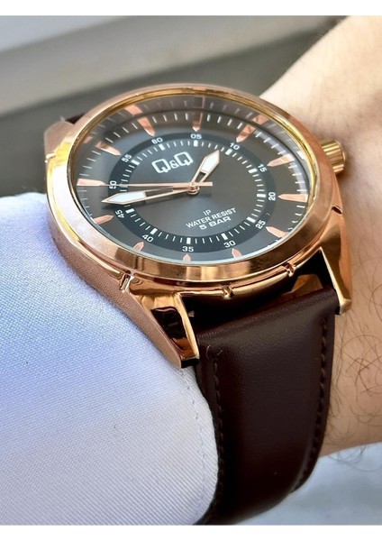 Erkek Rose Kahverengi Deri Kayışlı Rakamsız Detay Kadran 5 Atm Analog Saat fiyatları